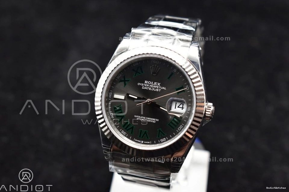 Oyster 904L Green Edition Bracelet 41 HighPerformance 590 Roman Gray DateJust on 126330 Best 1:1 VS SS Dial VSF 1023